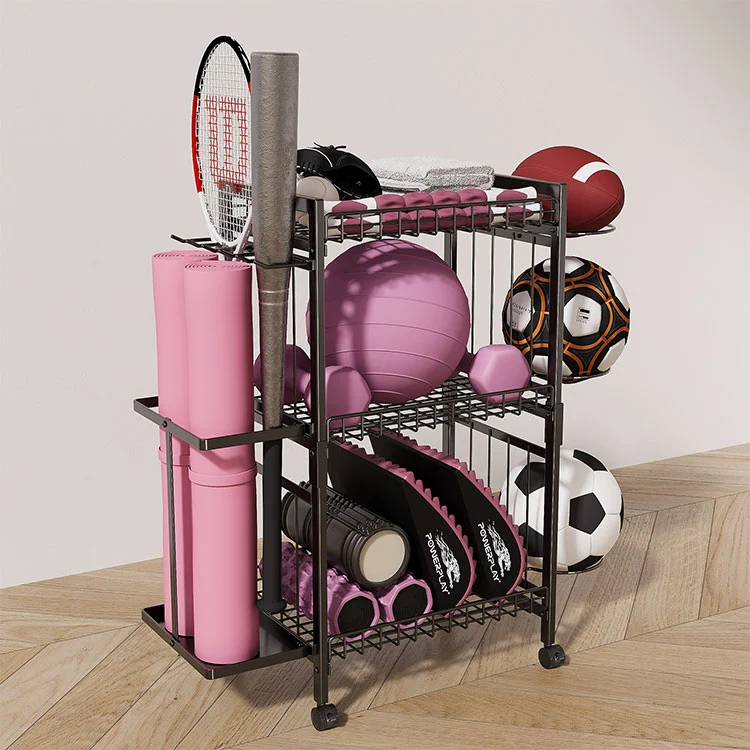 플로어 스탠딩 금속 요가 매트 보관함