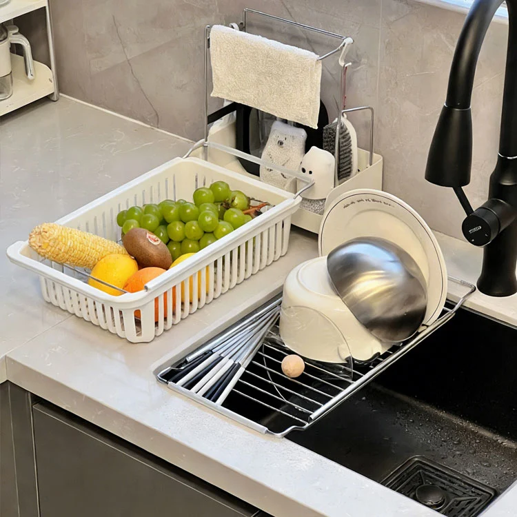 Extensible Stainless Steel Sink Drain Rack